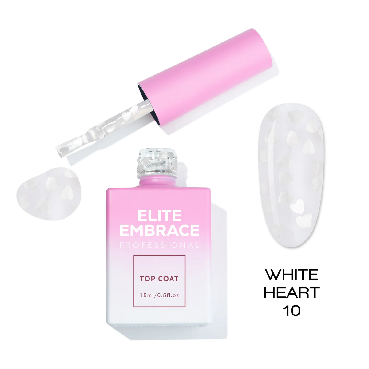 ELITE EMBRACE Professional Top Coat 10 White Heart 15ml