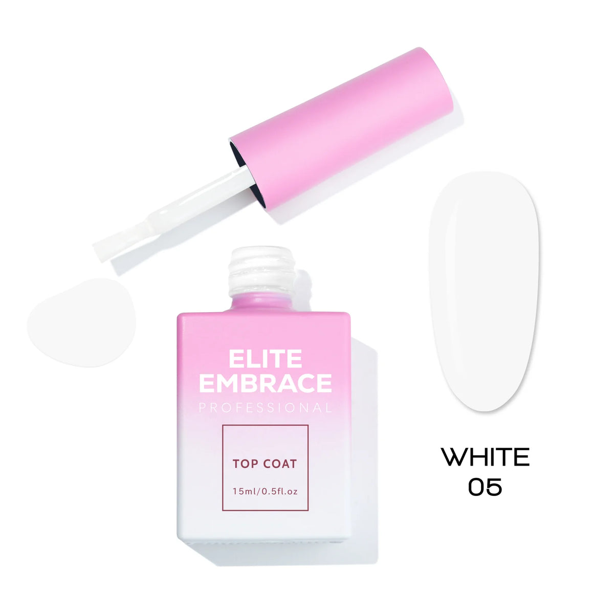 ELITE EMBRACE Gel Nail Top Coat White 05, 15ml