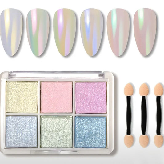 6-Color Chrome Nail Powder Set