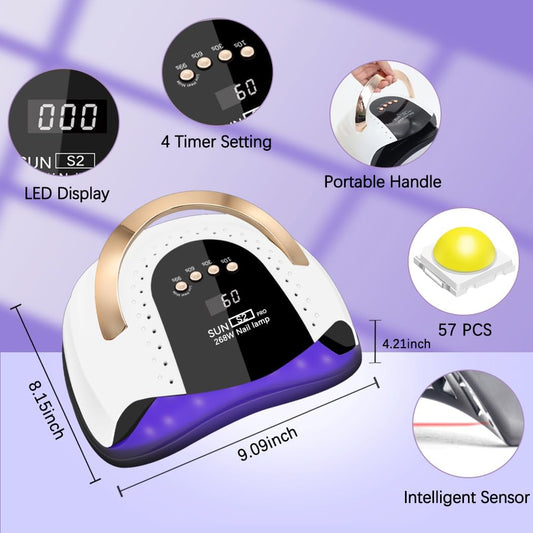 268W UV LED Nail Lamp, LKE Nail Dryer for Gel Polish, 4 Timers