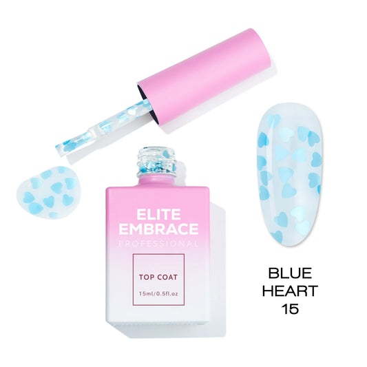 ELITE EMBRACE Professional Top Coat 15 Blue Heart 15ml