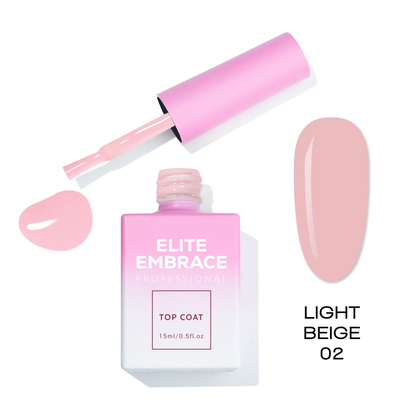 ELITE EMBRACE Professional Top Coat Light Beige 02, 15ml