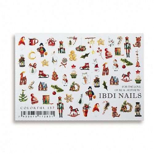 IBDI Christmas nail decals/ sliders COLORFUL №137