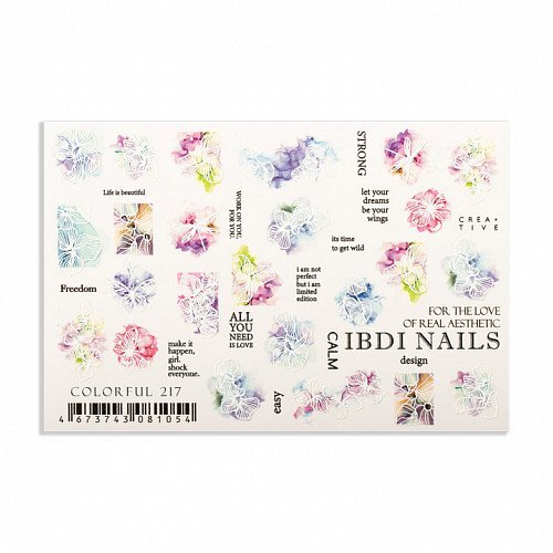 IBDI Christmas nail decals/ sliders Colorful №217