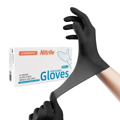 Anboson Black Nitrile Gloves 100pcs (size S)