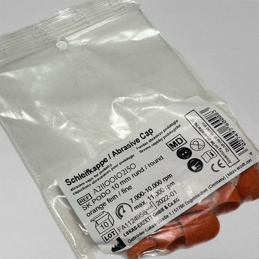 Abrasive Pedicure Cap orange 10mm/150grit, 10pcs