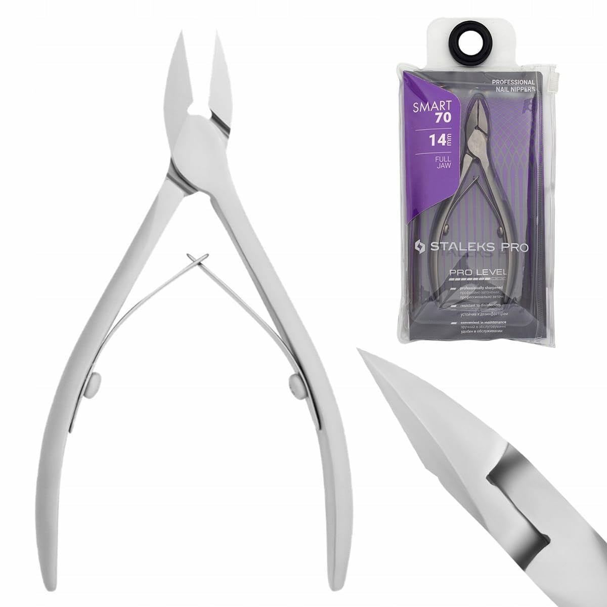 STALEKS PRO Smart 70 14mm Professional Nail Nippers – High Alloy Stainless Steel Nippers for Manicure & Pedicure