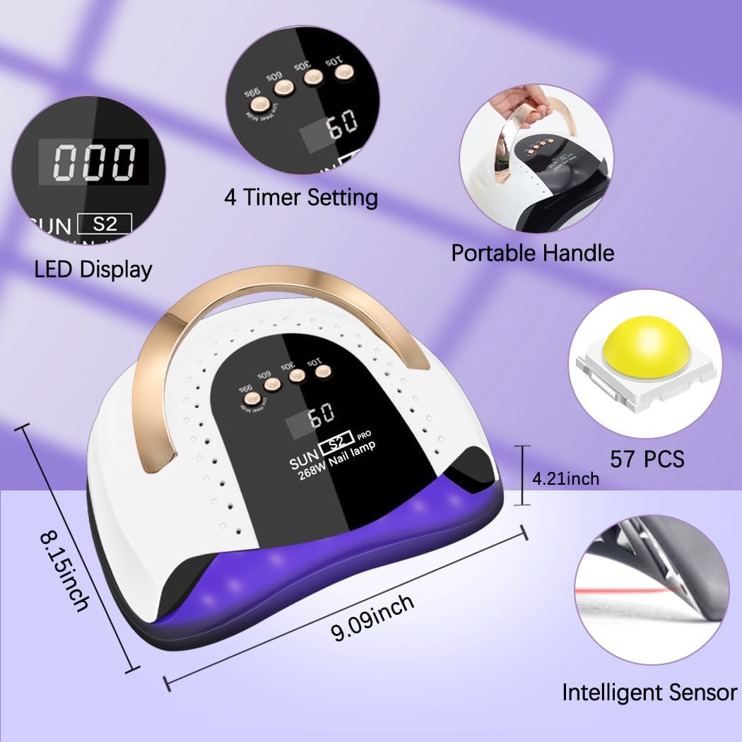 268W UV LED Nail Lamp, LKE Nail Dryer for Gel Polish, 4 Timers