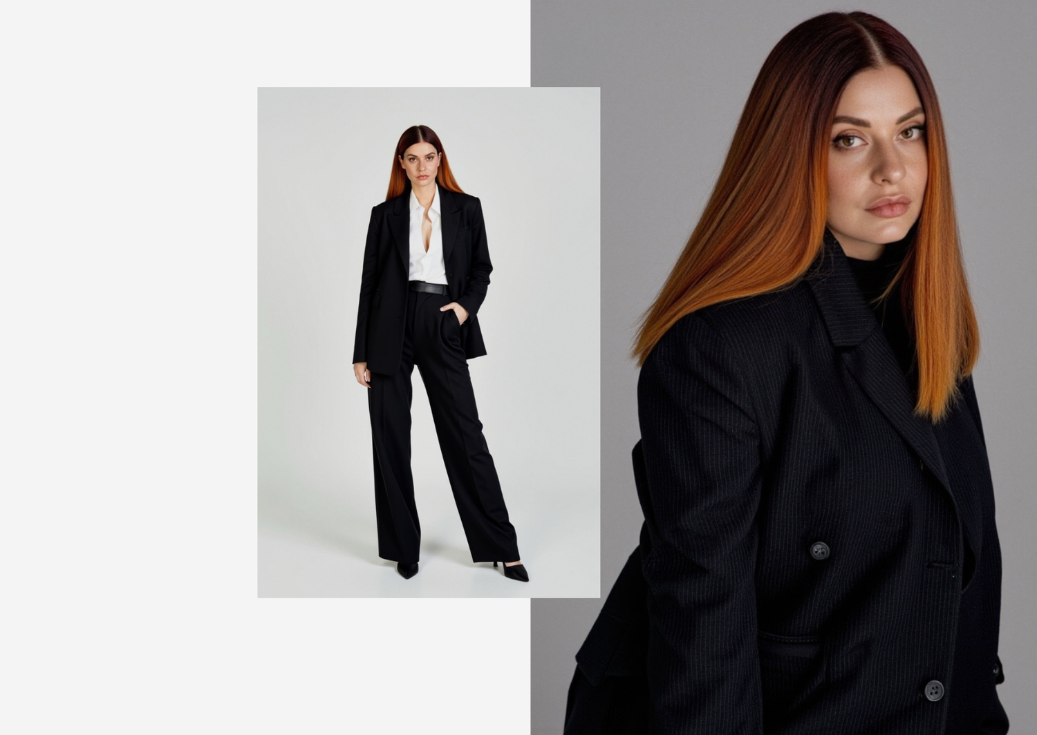 Two photos of the CEO of the company, Elizaveta Kolodiy